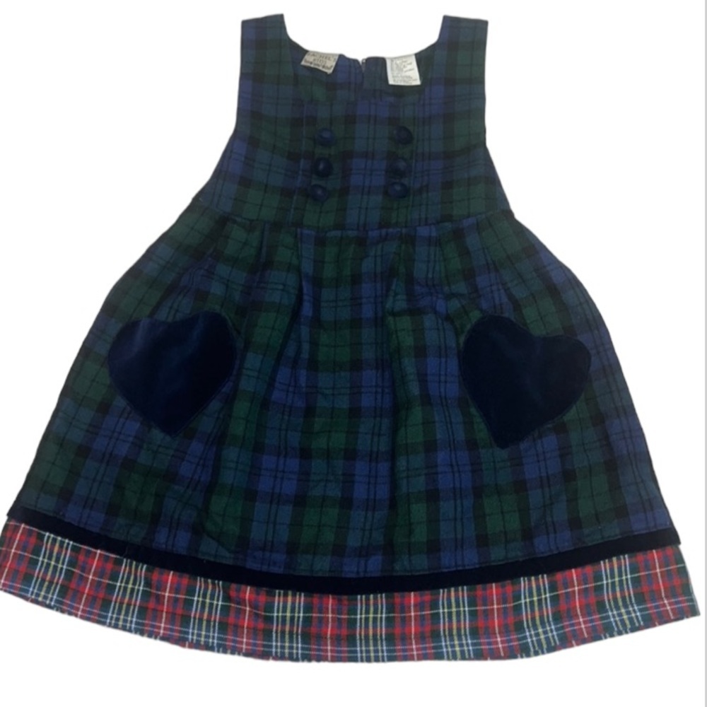 RACHEL’S KIDS DRESS BLUE GREEN PLAID GIRLS SIZE 6 VINTAGE MID 90’S